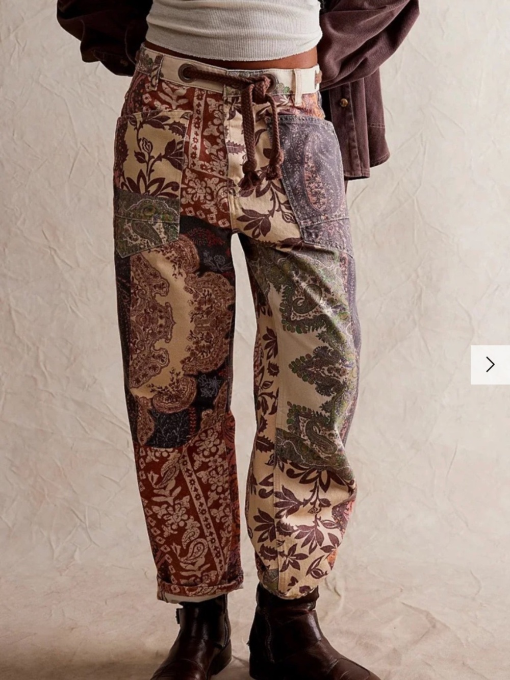 We The Free Moxie Printed Low-Slung Barrel Jeans - Free People - Plum Floral